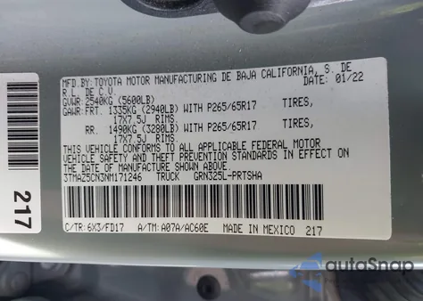 2022 Toyota Tacoma Trd Sport from USA, damaged, VIN 3TMAZ5CN3NM171246